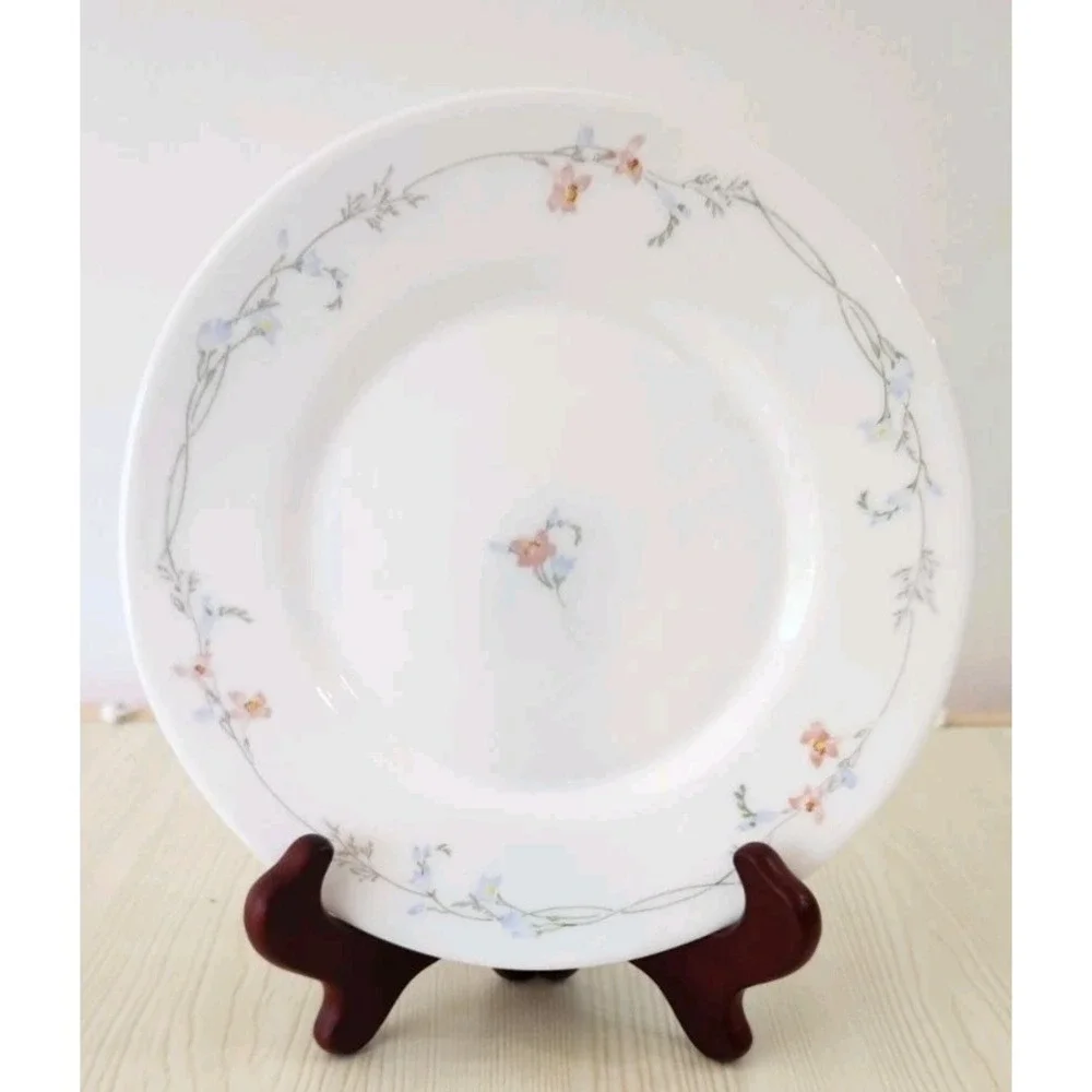 Arcopal France Odessa Salad Plate Blue & Pink Flowers White, Set Of 3